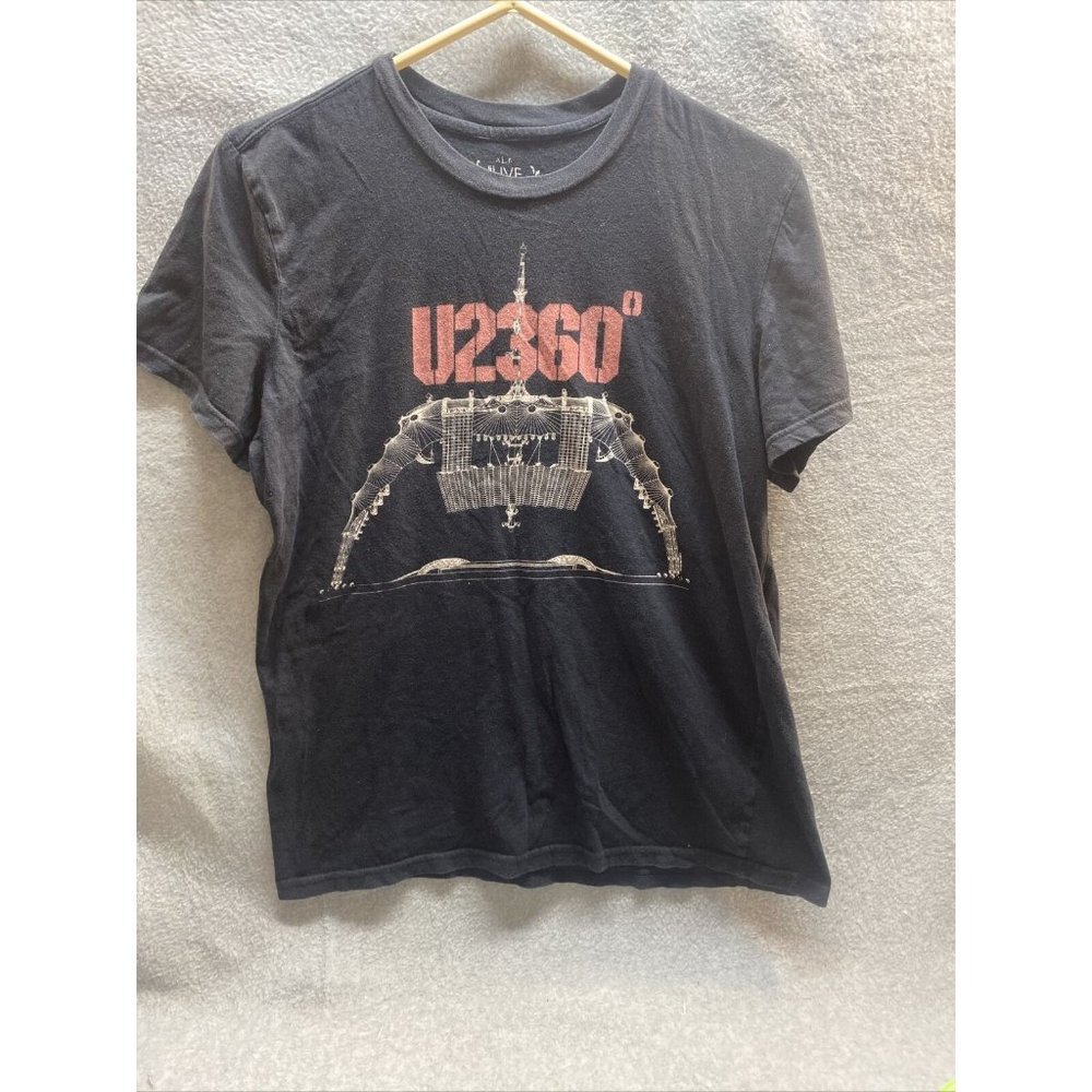 EDUN LIVE Men SHIRT L Black Red  2011 U2 360 Degree Concert Tour Band T Crew